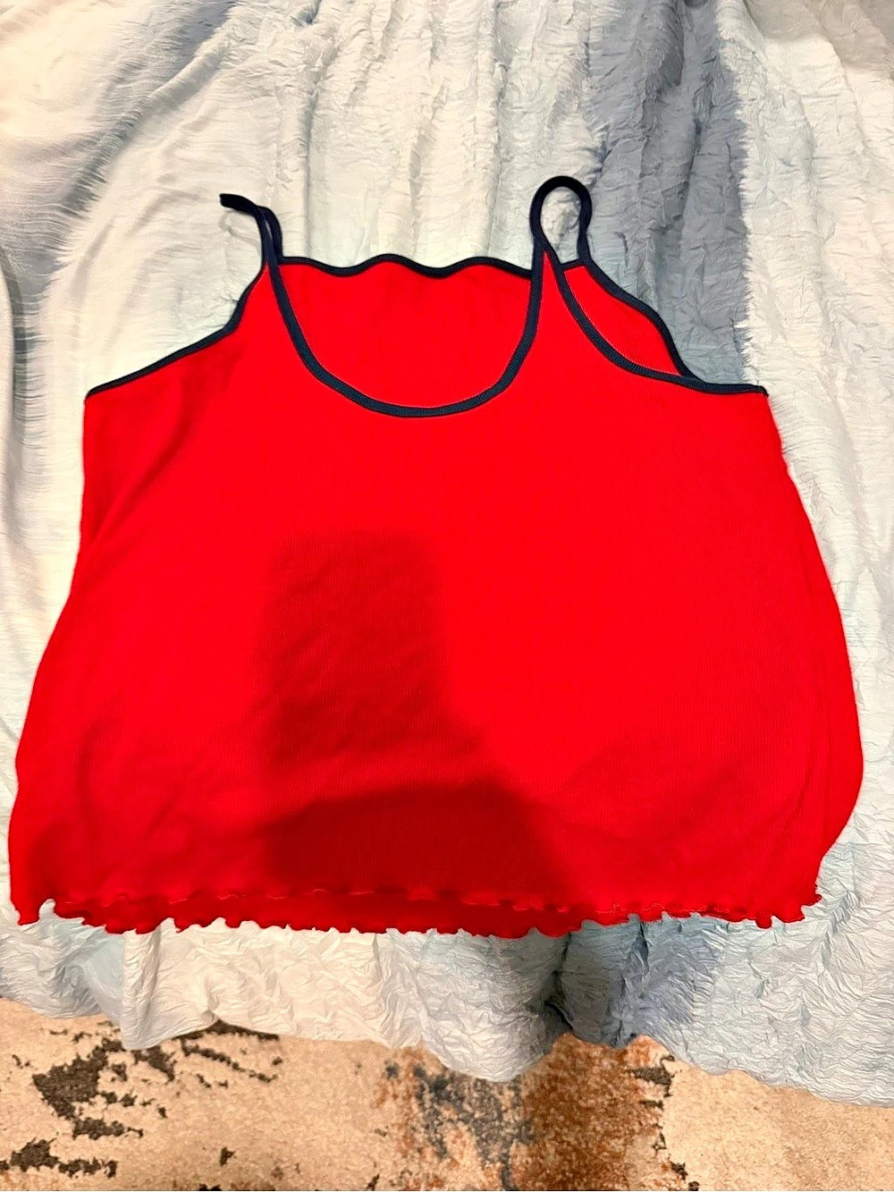 a new day Modern Ribbed Cami Top Ribbed Tank Top in Red Large